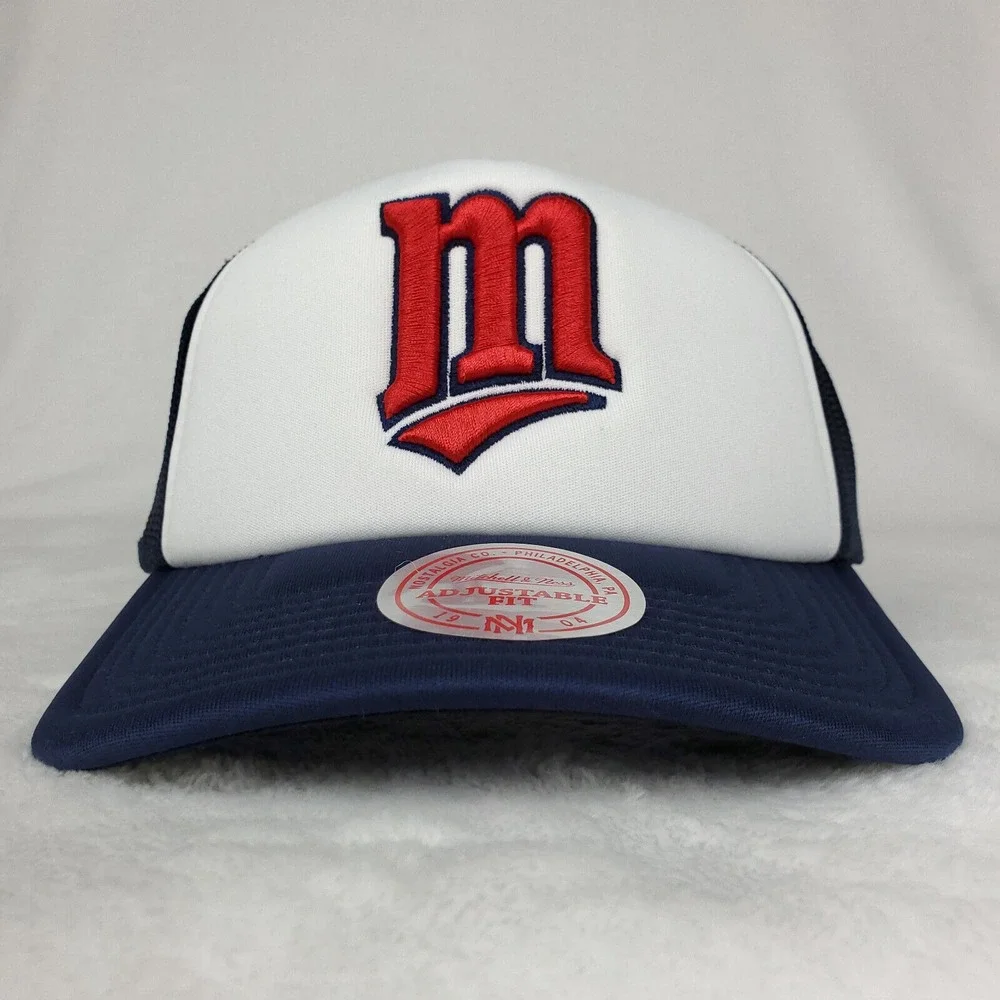 Minnesota Twins Mitchell & Ness MLB Foam Trucker Hat Cap 3D Logo‎ Navy White NWT